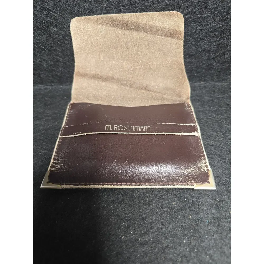 Vintage m. ROSENMANN Brown Leather Card Wallet Minimalist Case Retro
